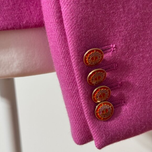 J crew pink wool fitted blazer with gold buttons size 2 - Picture 12 of 15